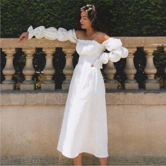 SLEEPER Michelin Linen Off-Shoulder Dress NWT M $320 - Picture 8 of 11